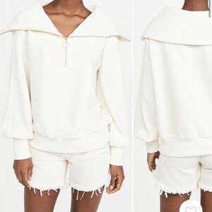 Varley Vine Half Zip Ribbed Pullover Ivory Size Small